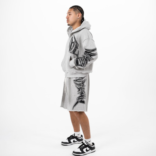 Custom Clothing Manufacturer Digital Printing Spray Dirty Distressed Hoodies