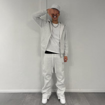 Custom Clothing Manufacturers Embroidery Logo 100% Cotton Zipper Hoodie Set