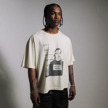 Custom Clothing Manufacturers Screen-printed distress Drop shoulder T-shirt