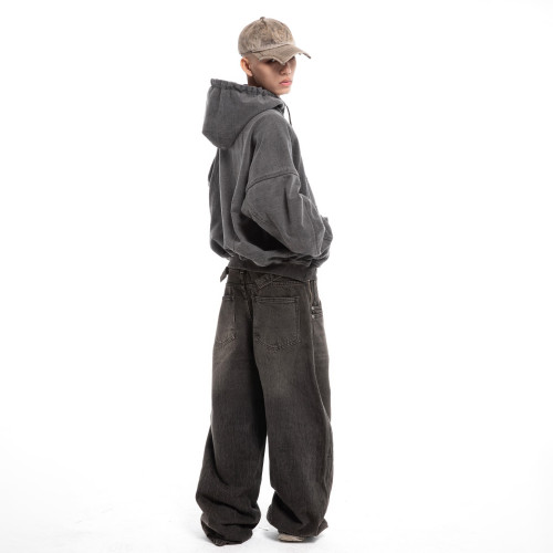 Custom Clothing manufacturers Acid wash Zipper casual hoodies
