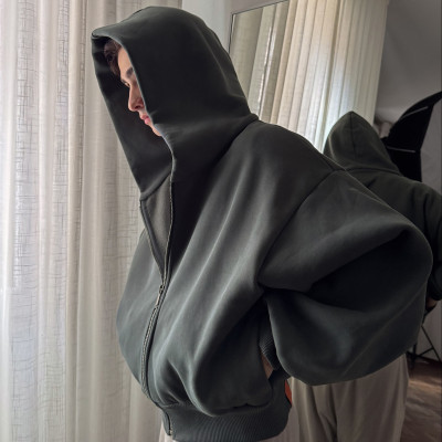 Custom Clothing Manufacturers Dropped Shoulders Zipper Blank Hoodies