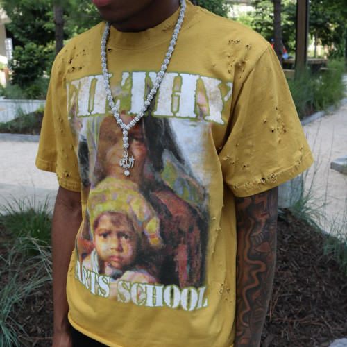 Custom Clothing Manufacturers Distressed Digital Printing Raw T-Shirt