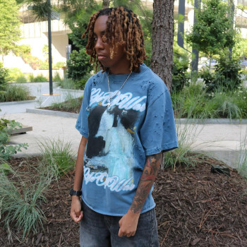 Custom Clothing Manufacturers Distressed Digital Printing Raw T-Shirt