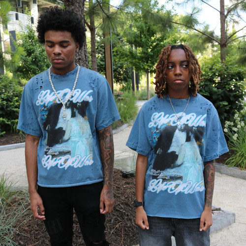 Custom Clothing Manufacturers Distressed Digital Printing Raw T-Shirt