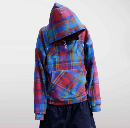 Custom Clothing Manufacturers 100%cotton distressed Pullover plaid hoodie