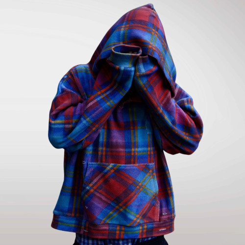 Custom Clothing Manufacturers 100%cotton distressed Pullover plaid hoodie