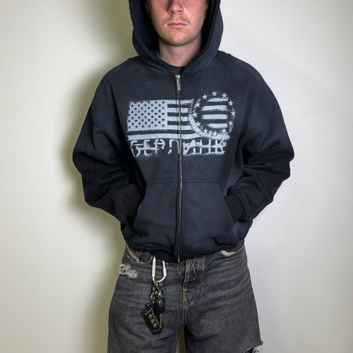 Custom Clothing Manufacturers 100% Cotton Acid Washed Digitally Printed Hoodies