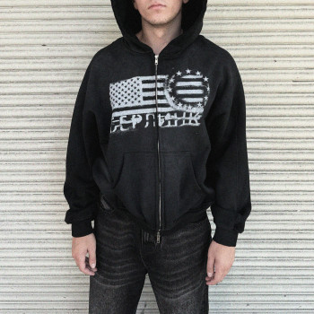 Custom Clothing Manufacturers 100% Cotton Acid Washed Digitally Printed Hoodies