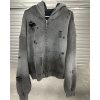 Custom Clothing Manufacturers Cotton Acid Washed Distressed Zip-up Hoodie
