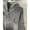 Custom Clothing Manufacturers Cotton Acid Washed Distressed Zip-up Hoodie