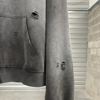 Custom Clothing Manufacturers Cotton Acid Washed Distressed Zip-up Hoodie