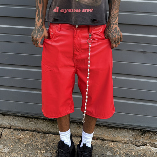 Custom Clothing manufacturers Embroidery logo custom buckles Leather shorts