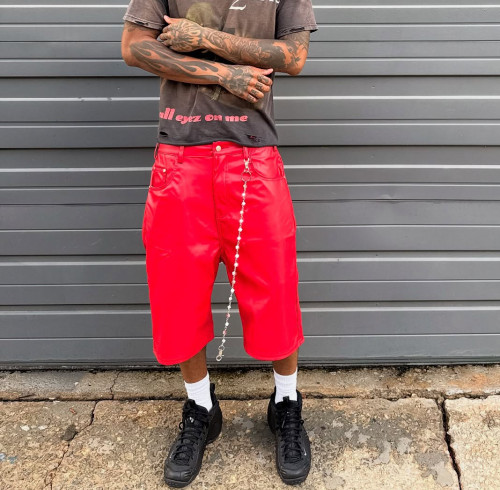 Custom Clothing manufacturers Embroidery logo custom buckles Leather shorts