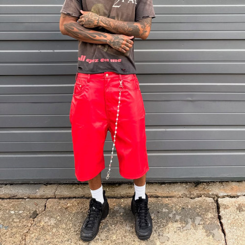 Custom Clothing manufacturers Embroidery logo custom buckles Leather shorts