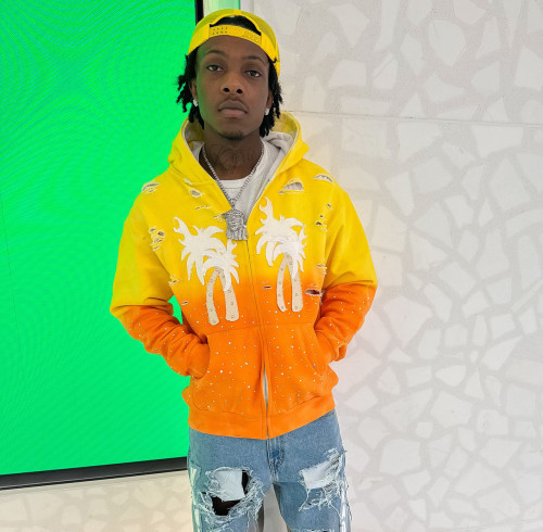 Custom Clothing Manufacturers Appliqué Embroidery Rhinestones Distressed Hoodie