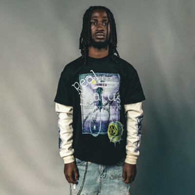 Custom Clothing Manufacturers Digital Print 100% Cotton Double-layered sleeves T-shirt