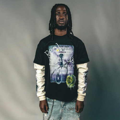 Custom Clothing Manufacturers Digital Print 100% Cotton Double-layered sleeves T-shirt