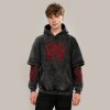 Custom Clothing Manufacturers Embroidery Acid Wash Double-layered Sleeves Hoodie