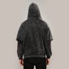 Custom Clothing Manufacturers Embroidery Acid Wash Double-layered Sleeves Hoodie