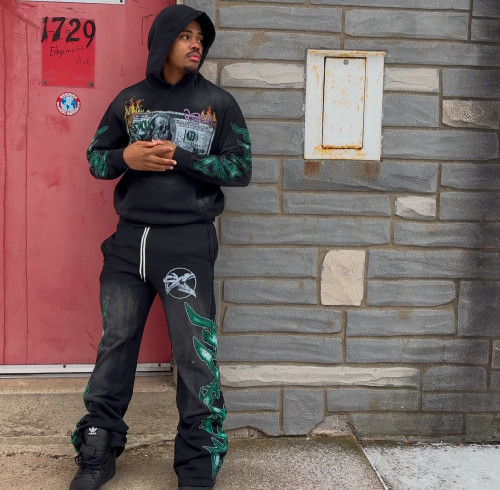 Custom Clothing Manufacturers Digital Printing Acid Wash Pullover Hoodie