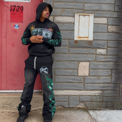 Custom Clothing Manufacturers Digital Printing Acid Wash Pullover Hoodie