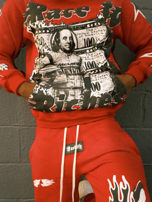 Custom Clothing Manufacturers Digital printing Acid Wash Hooded Sweatshirt Set