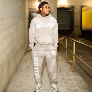 Custom Clothing Manufacturers Digital printing Acid Wash Hooded Sweatshirt Set