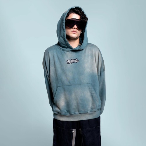 Custom Clothing Manufacturers Acid Wash Applique Embroidery Hoodie