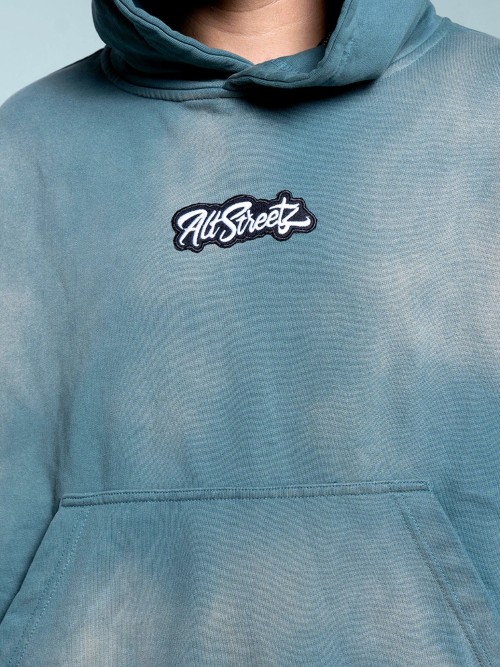 Custom Clothing Manufacturers Acid Wash Applique Embroidery Hoodie