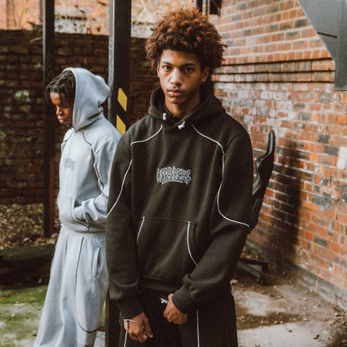 Custom Clothing Manufacturers Piping Embroidery Casual Hooded Sweatshirt