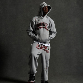 Custom Clothing Manufacturers Embroidery 100% cotton pullover hoodie set