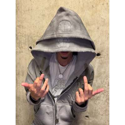 Custom Clothing Manufacturers Distressed Embroidery Double-layered Hoodies