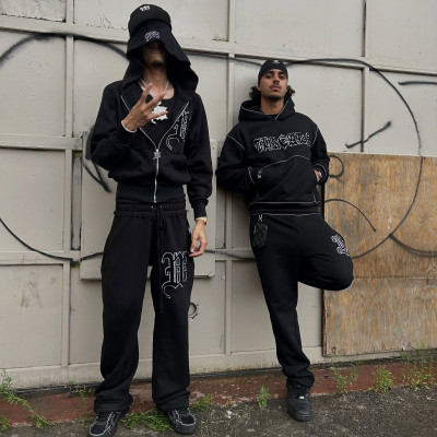 Custom Clothing Manufacturers Distressed Embroidery Double-layered Hoodies