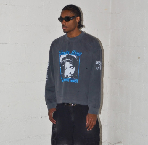 Custom Clothing Manufacturers Distressed Screen Printing 100% Cotton T-shirt