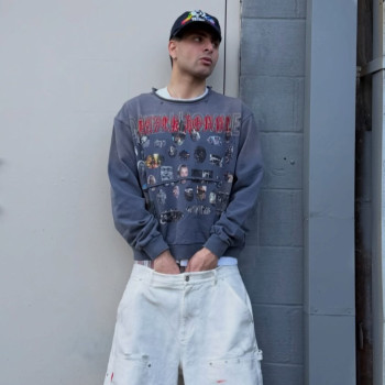 Custom Clothing Manufacturers Digital printing Spray Dirty Effect T-shirt