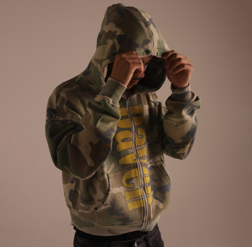 Custom Clothing Manufacturers Digital Printing Distressed Camouflage Hoodies