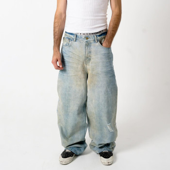 Custom Clothing Manufacturers Distressed Spray dirty Effect Straight-leg jeans
