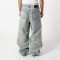 Custom Clothing Manufacturers Distressed Spray dirty Effect Straight-leg jeans