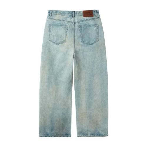 Custom Clothing Manufacturers Distressed Spray dirty Effect Straight-leg jeans