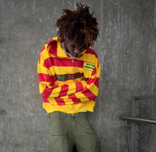 Custom Clothing Manufacturers Embroidery 100% Cotton Striped Hoodies