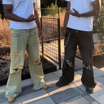 Custom Clothing Manufacturers Distressed rivets Acid-washed jeans