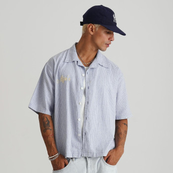 Custom Clothing Manufacturers Embroidery 100% Cotton Plaid Shirt