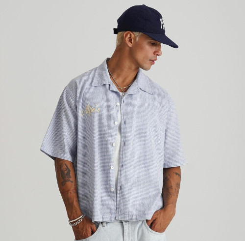 Custom Clothing Manufacturers Embroidery 100% Cotton Plaid Shirt