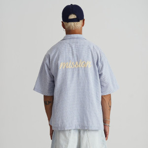 Custom Clothing Manufacturers Embroidery 100% Cotton Plaid Shirt