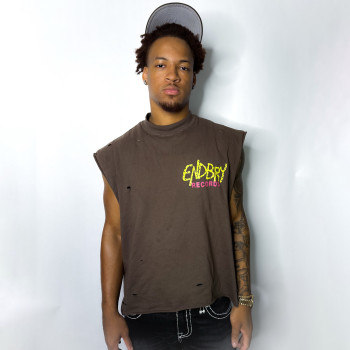Custom Clothing Manufacturers Distressed Raw Sleeveless T-shirt