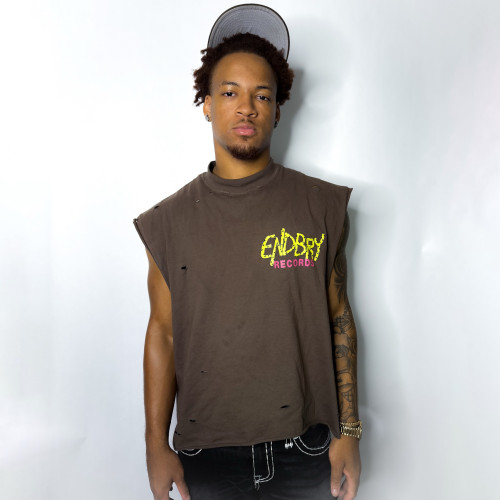 Custom Clothing Manufacturers Distressed Raw Sleeveless T-shirt