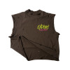 Custom Clothing Manufacturers Distressed Raw Sleeveless T-shirt