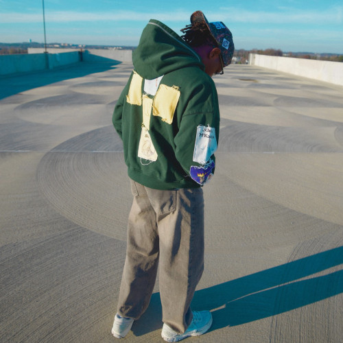 Custom Clothing Manufacturers Digital Printing Appliqué Hooded Sweatshirt