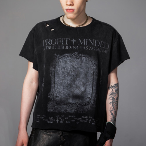 Custom Clothing Manufacturers Screen Printing Raw Distressed T-shirt