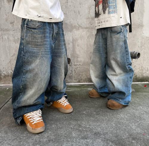 Custom Clothing Manufacturers Acid Wash 100% Cotton Casual Denim Trousers